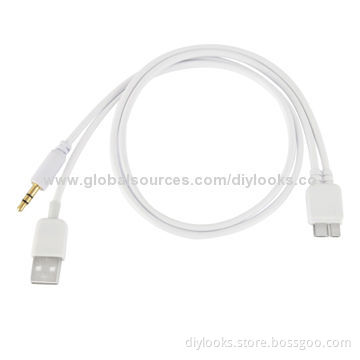 Car Audio Aux Speaker Cable with Micro 3.0 Data Transfer Charge Cable for Samsung Galaxy